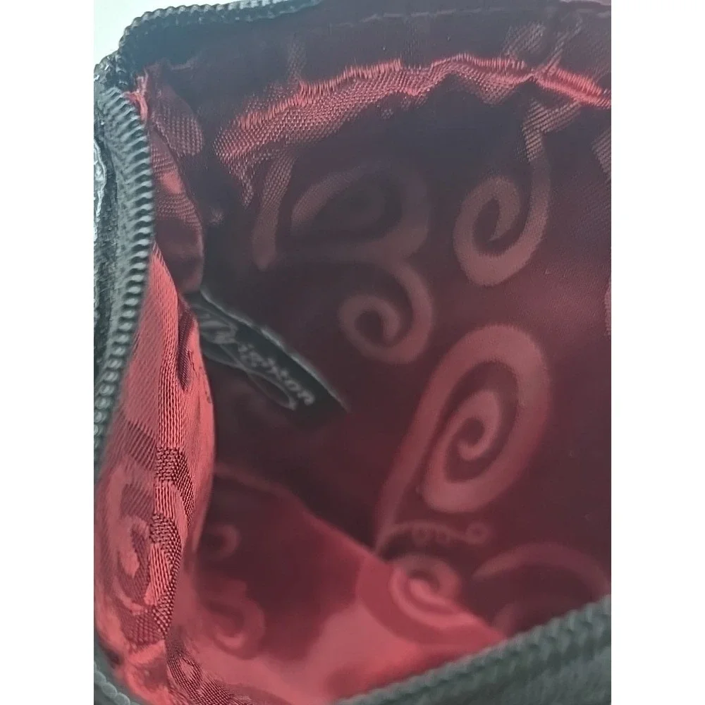 BRIGHTON Small Black Patent Leather SILVER ADORNED Shoulder Bag Cross Body - Picture 7 of 10